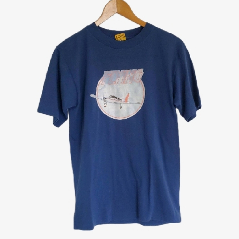 T Plus Vintage 50/50 tee shirt Flying #2 flying ace plane made in USA